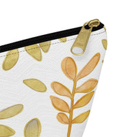 Watercolor Tossed Leaves Accessory Pouch w T-bottom in Yellow